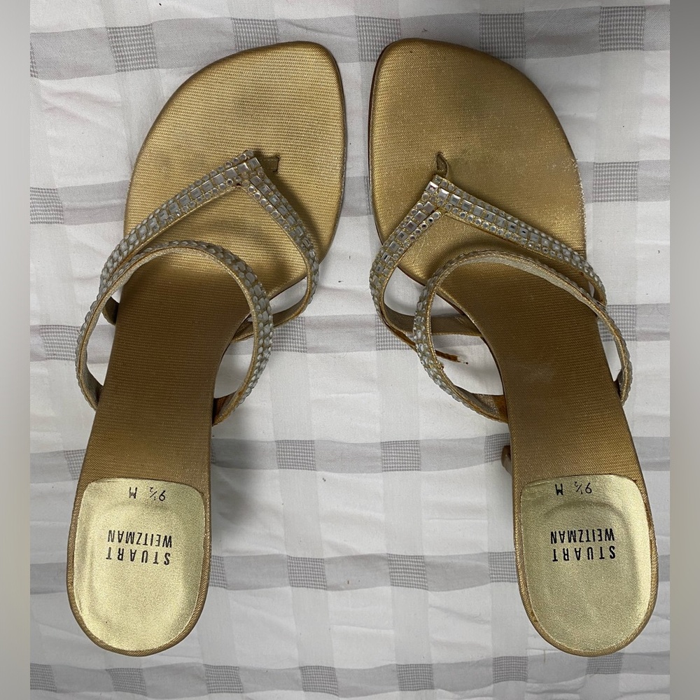 Stuart Weitzman Jeweled Embellished Heeled Sandals Size 9.5 M
